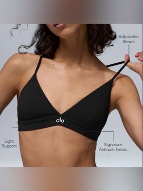 ALO Yoga Splendor Bra Medium Black Adjustable Straps Light Support